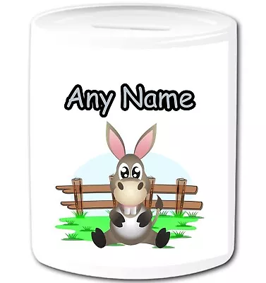 Personalised Donkey Money Box Farm Animal Girls Boy Kids Custom Name Piggy Bank • £14.99