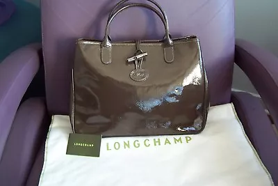 Longchamp Roseau Box Patent Leather Medium Tote – New - $620 • $199