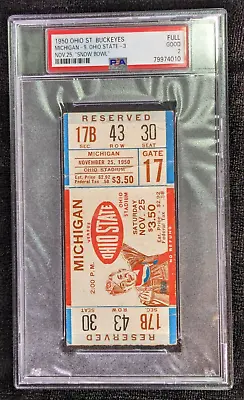Ohio State V. Michigan 1950 Snow Bowl Full Ticket PSA Authenticated & Graded • $499