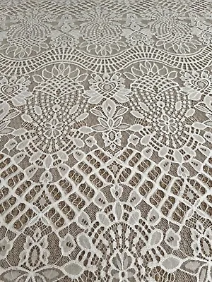 Ivory Bridal Scallop Lace Chantilly Raschel Boho Lace Pineapple Design • £13