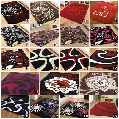 £89.99 • Buy NEW SMALL LARGE ACRYLIC INFINITE BLACK GREY MODERN 15mm QUALITY RUGS BY FLAIR