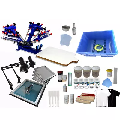 4 Color 1 Station Micro-registration Screen Printing Kit Exposure Unit With Ink • $916.50