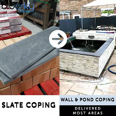 Black Slate Paving Patio Coping & Pond Slabs 800 X 250 | COLLECT & DEL OPTIONS • £2.50