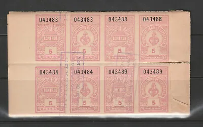 *Revenue Sale *Argentina Santa Fe Esperanza 5 Peso Booklet Of  10 Panes USED  • $39.95