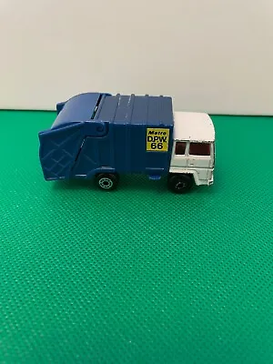 Vintage 1979 Matchbox Superfast Refuse Garbage Truck White Cab W/Blue Box • $7