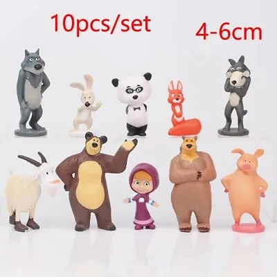 10 Pcs/set Masha And Bear Anime Action Figure Toys Doll From Famous Cartoon • $12.95