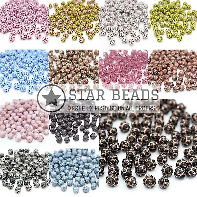 Czech Pressed Glass Daisy Bicone Spacer Beads 6mm (120pcs) - Pick Colour • £3.30