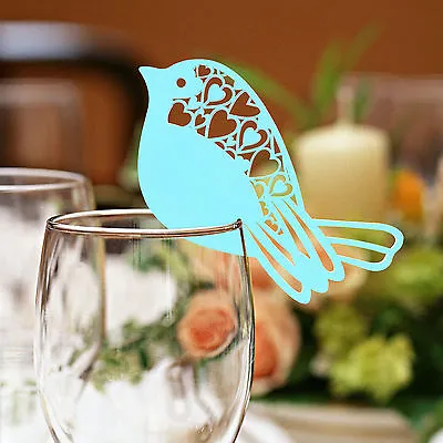 £5.50 • Buy Robin Wedding Name Place Cards For Wine Glass Laser Cut  Pearlescent Card