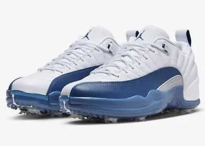 Nike Air Jordan XII 12 Low Golf Shoes White French Blue Red DH4120-101 (size 9) • $149.99