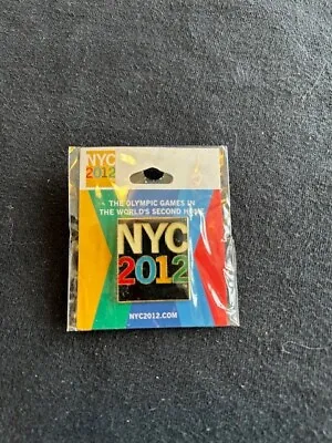 2012 NYC Olympic Bid Pin  Black Square Badge Media Lapel • $9.12