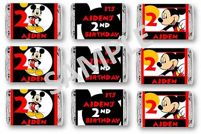 Mickey Mouse Mini Candy Bar Wrappers - Birthday Favors - Set Of 48 • $12.95