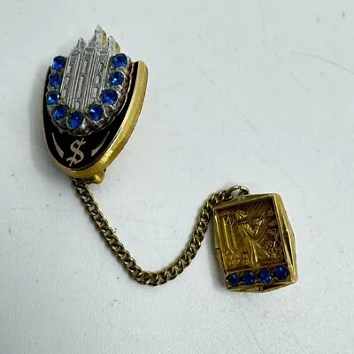 VINTAGE LDS MORMON SEMINARY PIN SLC UTAH TEMPLE BLUE STONES Gold Filled • $49.99