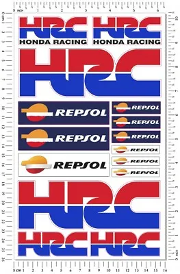 HRC Repsol Honda Racing Motorcycle Decals Laminated 16 Stickers Set CBR RR  • £8.36