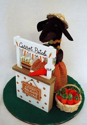 Felt Dachshund Black & Tan Sculpture Carrot Farmer's Market Stand Spring Decor • $30