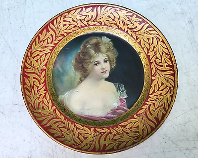 Dresden Vienna Art Portrait Plate LENORE Tin Litho Meek Company C1907 Antique • $67.50