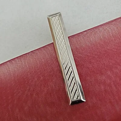 Shields Vintage Tie Clip Silver Bar Diagonal Lines Father's Day Gift • $5.15