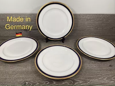 Bavaria Echt Cobalt Schumann 10.5  Dinner Plate Classic Cobalt Gold Trim~ 4 Pc • $63.98