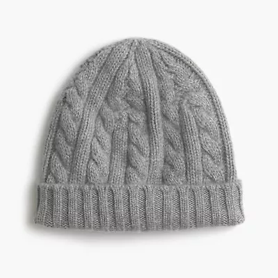 J.Crew Cashmere Cable-Knit Beanie Hat | Hthr Grey • $119.99