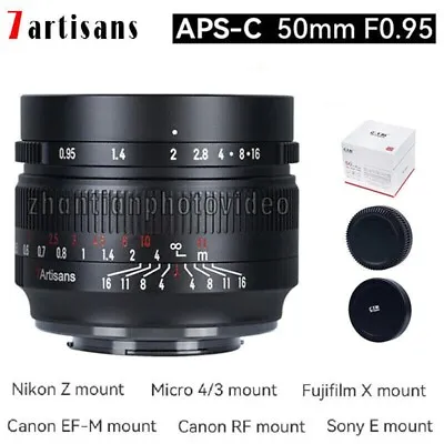 7artisans 50mm F0.95 APS-C MF Lens For Sony E Canon EOS-M RF Fuji FX Nikon Z M43 • $175.75