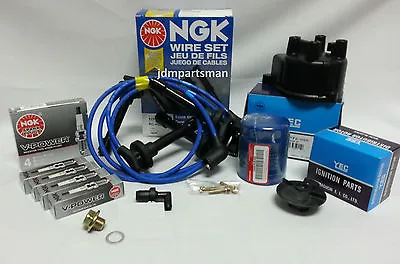 Cap-Rotor-NGK Wires-Spark Plug PCV Tune Up Kit For Honda Civic CRX 88-91D16A6  • $118.46