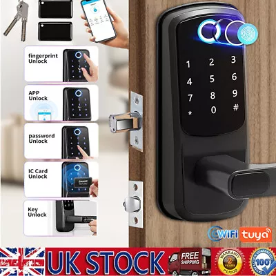 Electronic Smart Digital Door Handle Lock WIFI APP Fingerprint Password Key Card • £77.99