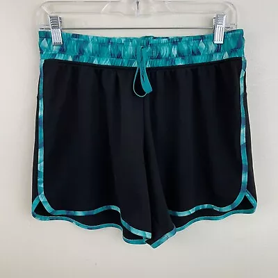 Made For Life Women's Athletic Shorts Size M Teal Black Drawstring Quick Dry • $9.95