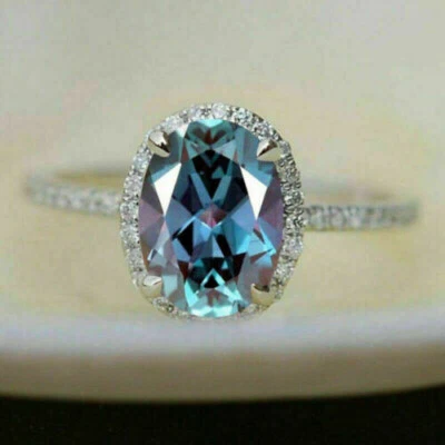 $1117.34 • Buy Certified Color Changing Alexandire 14 K Solid WhiteGold Wedding Ring Women Gift