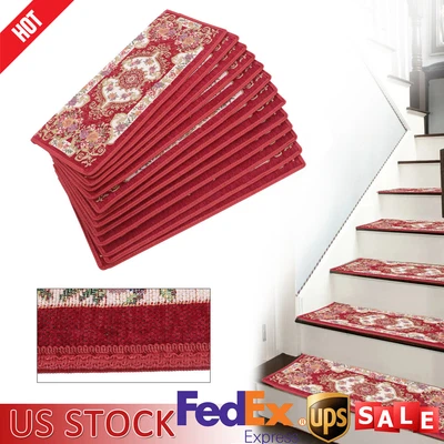 $100 • Buy 13 Pcs Polyester Non-Slip Carpet Stair Treads Washable Skid Resistant Polyester