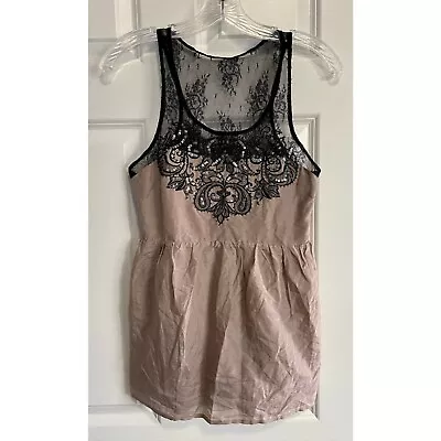 Miss Me Embellished Lace Sequin Silk Blend Tank Top Sleeveless Blouse Women's M • $14.99