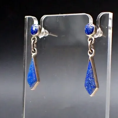 $32.99 • Buy Vintage 980 Sterling Silver Lapis Lazuli Teardrop Dangle Stud Earrings, 2.07g