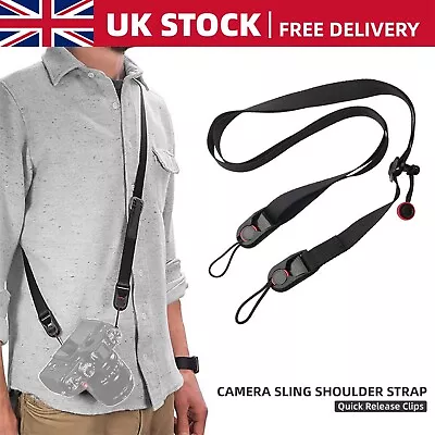 Camera Sling Shoulder Strap Quick Release Clips Belt Canon Nikon Sony DSLR SLR • £4.73