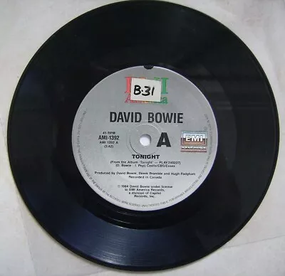 David Bowie Tonight 45 Rpm 7  Record . • $20