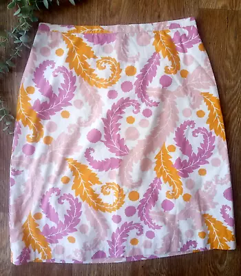 Boden Skirt Pink Mix Paisley Print UK 10 Knee Length A-Line Pockets NEW • £9.50