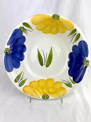 Vintage Hand Painted Italy La Primula Daisy Flower Floral Yellow Blue Serve Bowl • $26.95