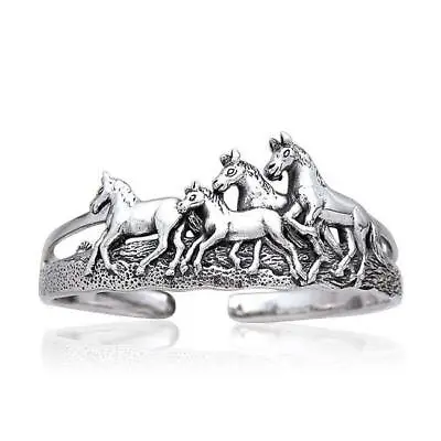 Wild Horses Bangle Bracelet Cuff .925 Sterling Silver By Peter Stone Jewelry • $320.31