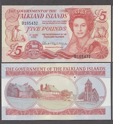 UNC Falkland Islands £5 Five Pounds Banknote 2005 P-17 UK British • £18.50