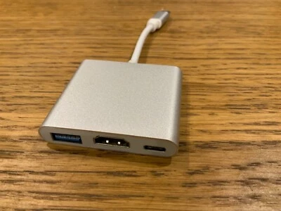 $9.99 • Buy Type C To USB-C HDMI USB 3.0 Adapter Converter Cable 3 In 1 Hub For MacBook