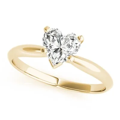 Heart Diamond Ring F VS1 2 CT Solitaire AGI Certified Labcreated 14K Yellow Gold • $1899