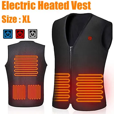 USB Electric Heated Warm Vest Winter Wear Heating Thermal Coat Jacket Men (XL) • $26.99