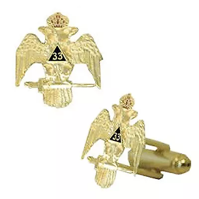 Scottish Rite 33rd Degree Wings Down Masonic Cufflinks. Gold Tone And Color. • $22.99