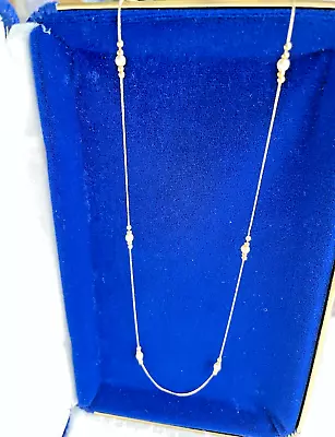 18  14kt Yellow Italian Gold Chain With Stationary Pearls And Beads • $100