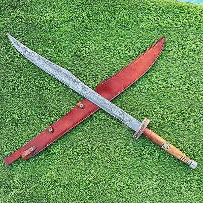 34  Stunning Custom Handmade Forged Damascus Steel Hunting Viking Sword Ex-6640 • $10.50