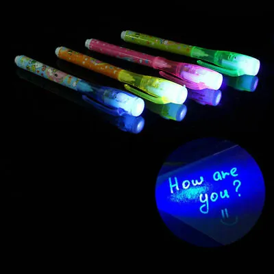 1/2/3pc Invisible Ink Spy Pen With Built In UV Light Magic Marker Secret Message • £2.37