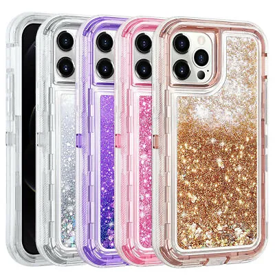 $5.32 • Buy For IPhone 15 Pro Max 14 13 12 11 XS XR 876 Liquid Glitter Bling Case Shockproof