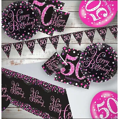 50th Birthday Black & Pink Themed Party Decorations & Party Table Decorations • £2.79