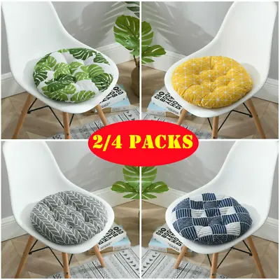 2/4X 40cm Washable Round Seat Pads Patio Seat Cushions Garden Booster Chair Pads • £11.99