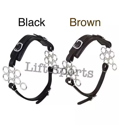 Brown/Black Hackamore Bitless Horse Bit Flower Adjustable Genuine Leather Bridle • $32.99