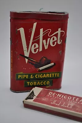 Vintage Velvet Pipe & Cigarette Tobacco Tin Empty With Filter Box • $14