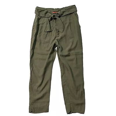 Cartonnier Anthropologie Pants 10 High Tie Waist Olive Green Tapered Crop Womens • $24.95