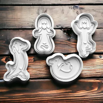 4 X Yoga Dachshund Sausage Dog Cookie Cutters & Embosser Set - VARIOUS SIZES • £5.94